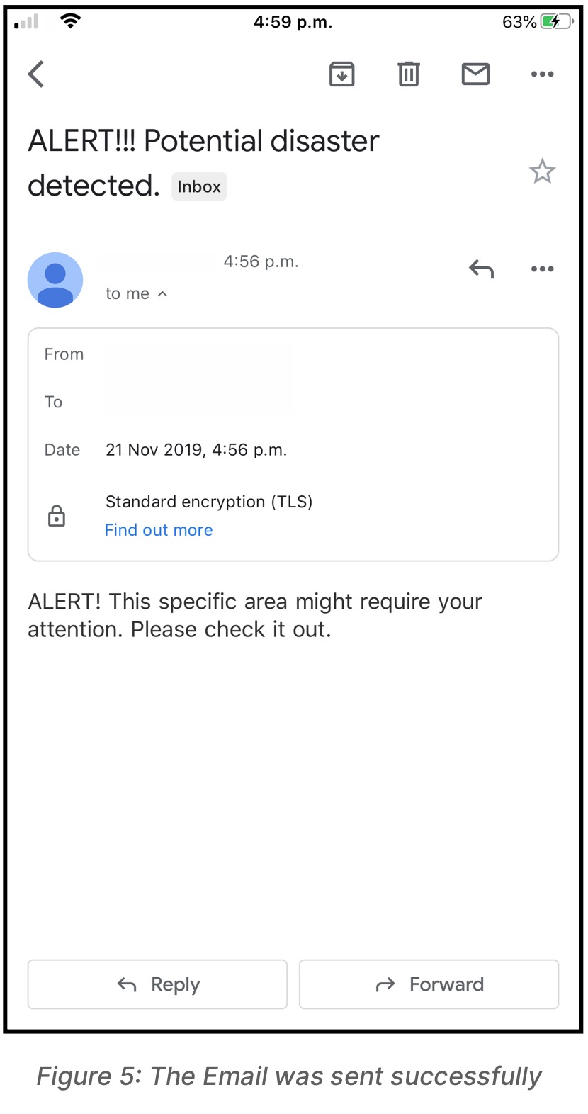 Screenshot of the email Screenshot of the email
